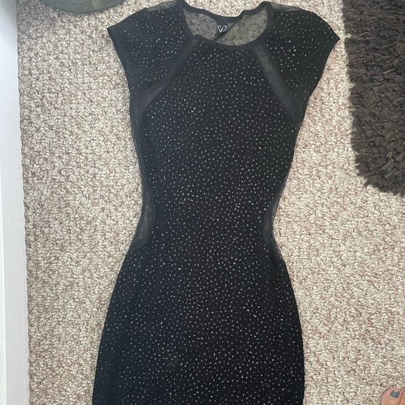 Sexy black sparkle and sheer body con dress - Picture 1 of 3